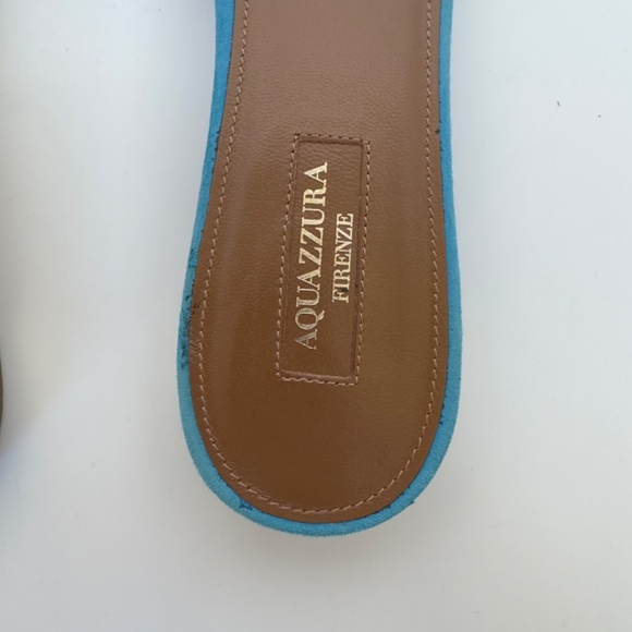 Aquazzura Blue Suede “Wild Thing” Flat Sandals, IT 40.5, Excellent Condition. - Picture 7 of 14